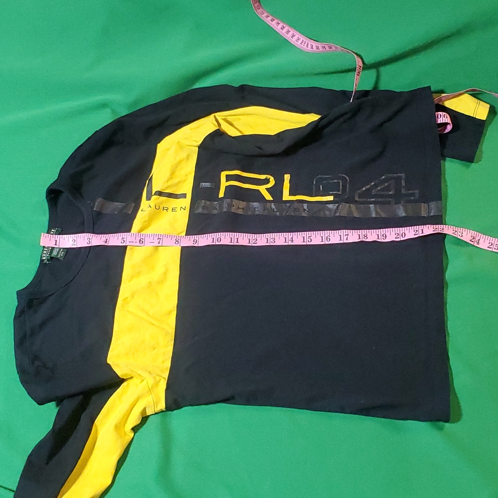 Women's vintage Ralph Lauren black yellow size Large logo long sleeve shirt - Picture 8 of 10
